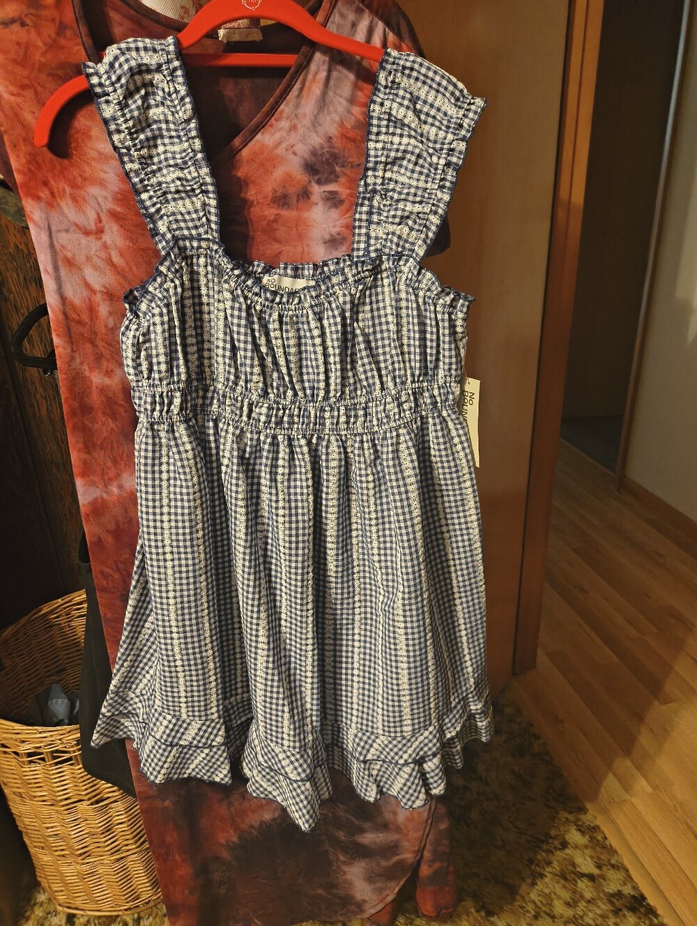 Blue and White Gingham Ruffle Sundress